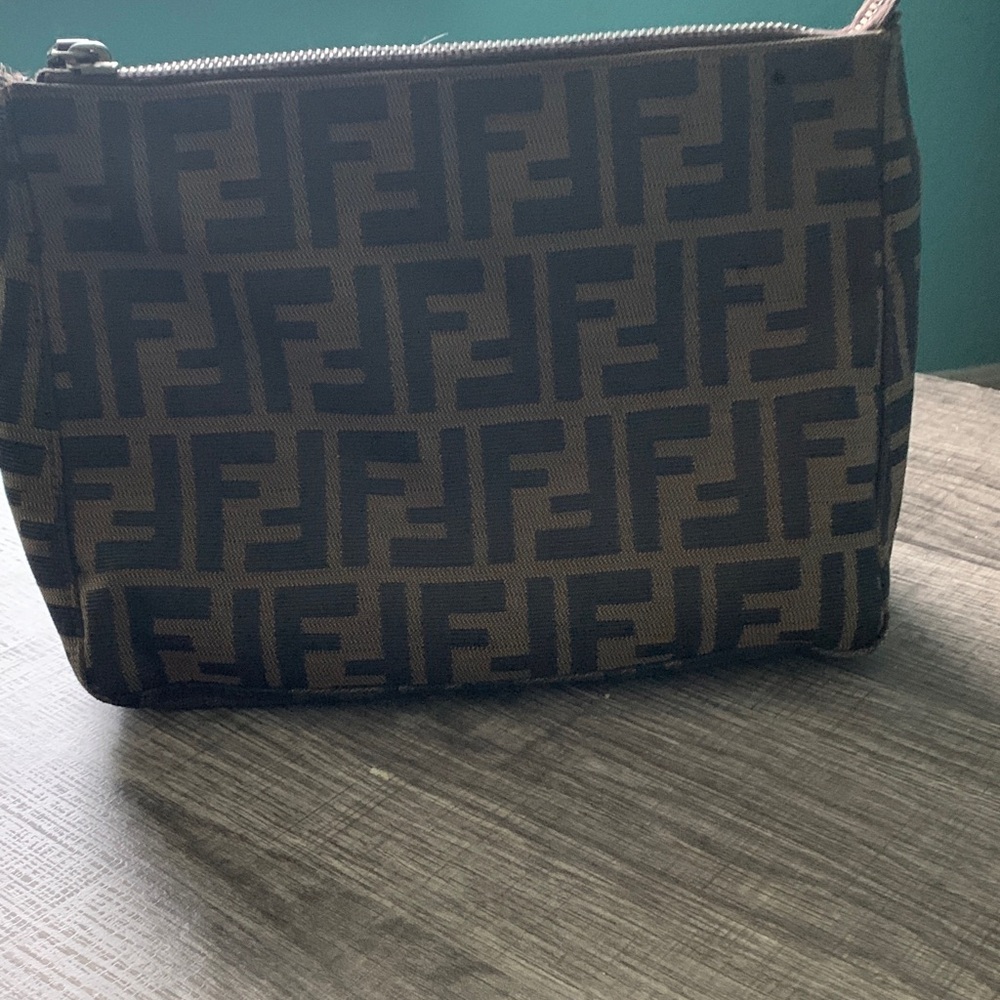 Fendi Black and Brown FF Logo Clutch